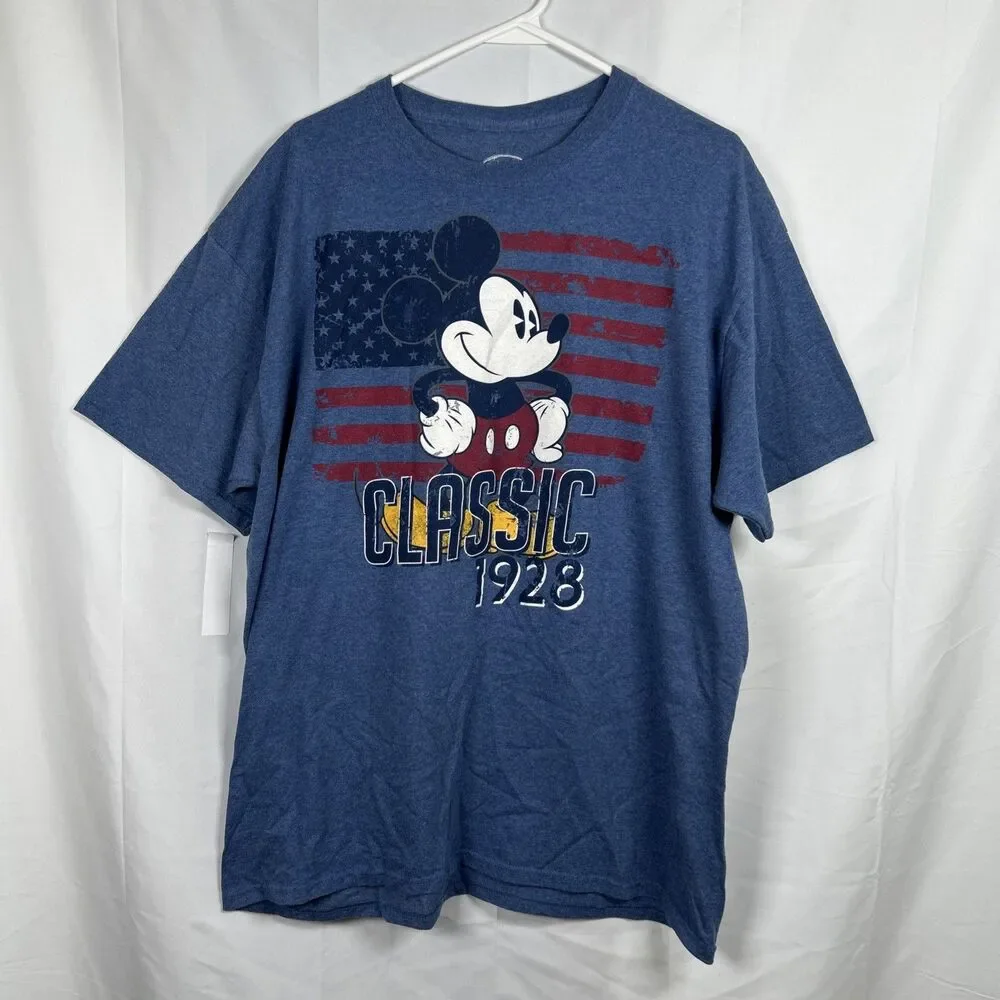 Disney Mickey Mouse American Flag Classic 1928 Size XL Retro Steamboat Willie